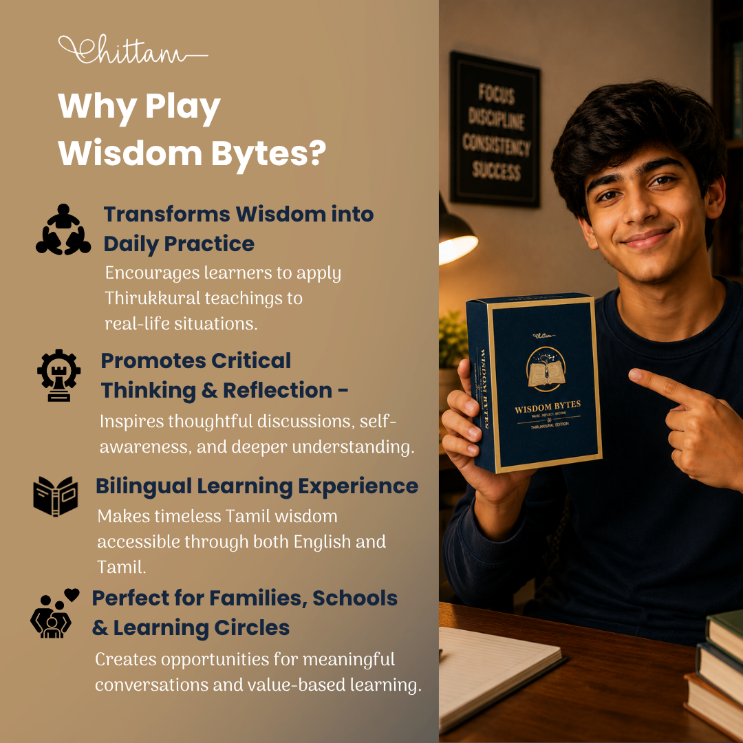 Wisdom Bytes – Thirukkural Reflection Kit | Ages 11+ | Bilingual Kit (English and Tamil)
