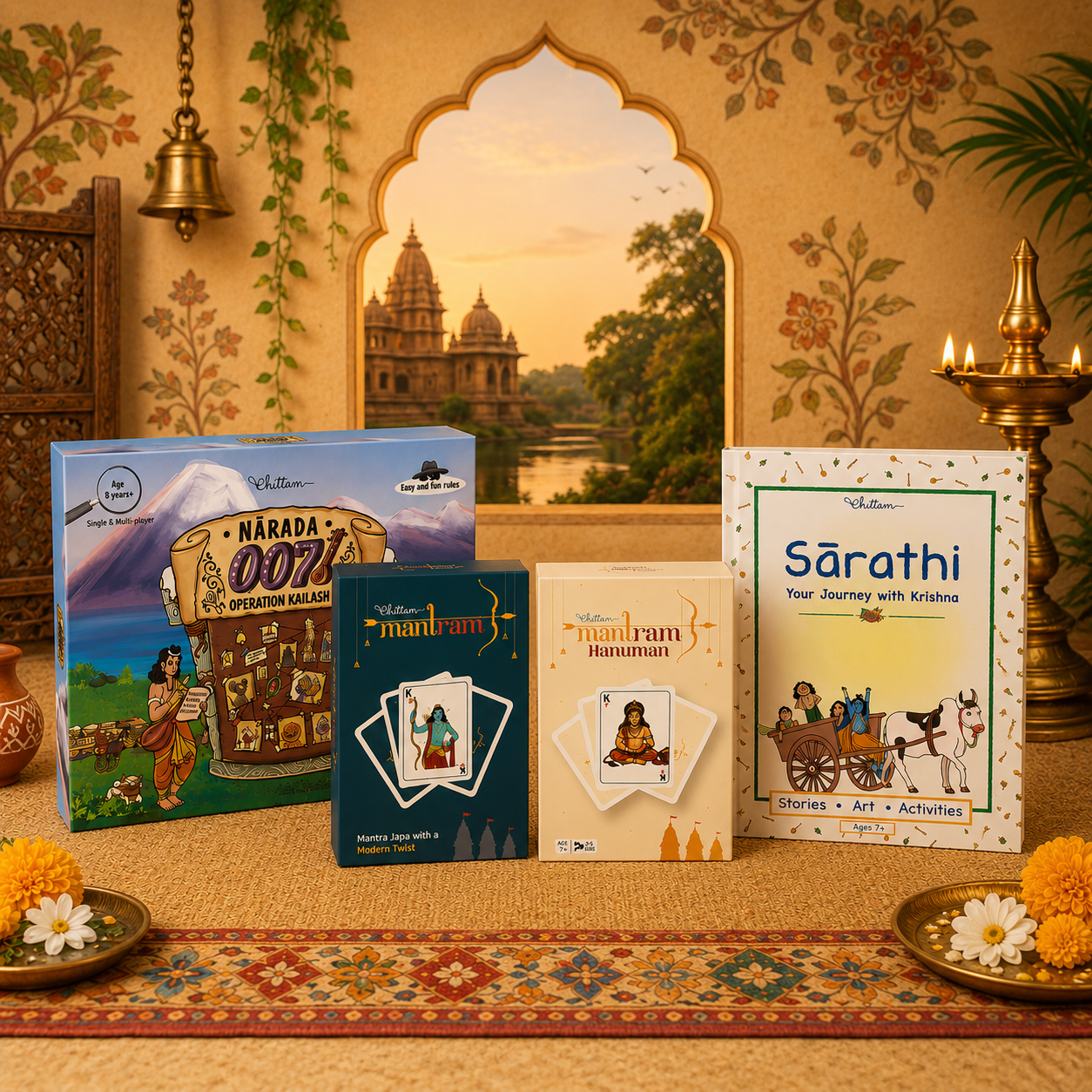 Sacred Games | Combo of Four Indic Games | 7+ Years | Narada 007, Mantram Hanuman, Mantram Rama & Sarathi